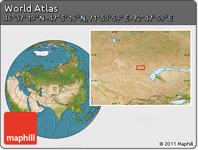 Satellite Location Map of the Area around 46° 51' 18" N, 72° 19' 29" E