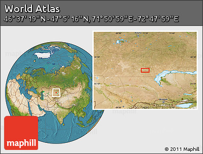Satellite Location Map of the Area around 46° 51' 18" N, 72° 19' 29" E