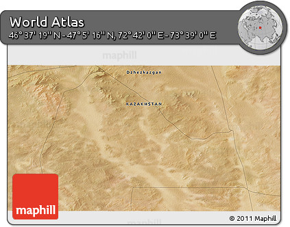 Satellite 3D Map of the Area around 46° 51' 18" N, 73° 10' 30" E