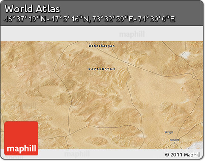 Satellite 3D Map of the Area around 46° 51' 18" N, 74° 1' 30" E