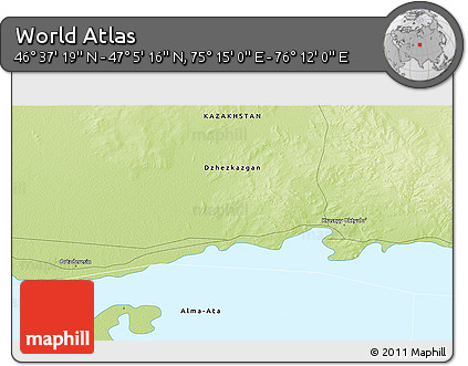 Physical 3D Map of the Area around 46° 51' 18" N, 75° 43' 29" E