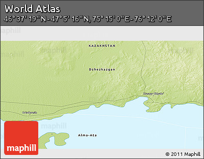 Physical 3D Map of the Area around 46° 51' 18" N, 75° 43' 29" E