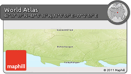 Physical Panoramic Map of the Area around 46° 51' 18" N, 76° 34' 29" E