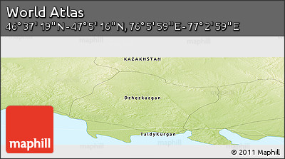 Physical Panoramic Map of the Area around 46° 51' 18" N, 76° 34' 29" E