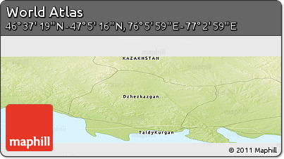 Physical Panoramic Map of the Area around 46° 51' 18" N, 76° 34' 29" E