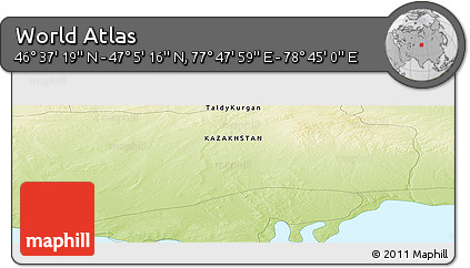 Physical Panoramic Map of the Area around 46° 51' 18" N, 78° 16' 30" E