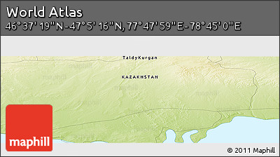 Physical Panoramic Map of the Area around 46° 51' 18" N, 78° 16' 30" E