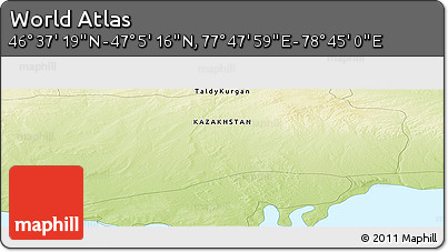 Physical Panoramic Map of the Area around 46° 51' 18" N, 78° 16' 30" E