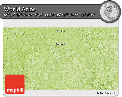 Physical 3D Map of the Area around 46° 51' 18" N, 78° 7' 30" W