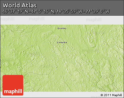 Physical 3D Map of the Area around 46° 51' 18" N, 78° 7' 30" W