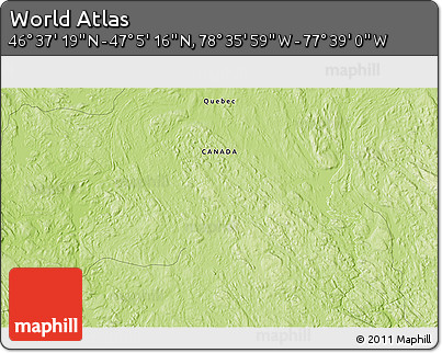Physical 3D Map of the Area around 46° 51' 18" N, 78° 7' 30" W