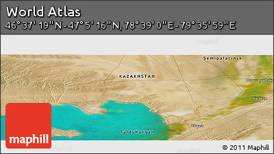 Satellite Panoramic Map of the Area around 46° 51' 18" N, 79° 7' 30" E