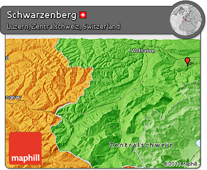 Political 3D Map of Schwarzenberg