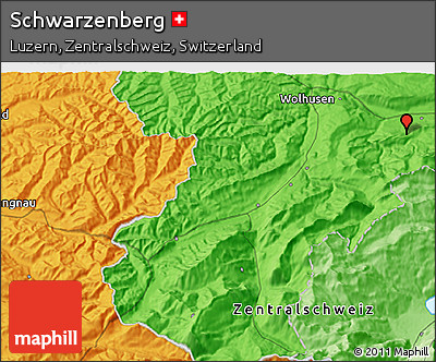 Political 3D Map of Schwarzenberg