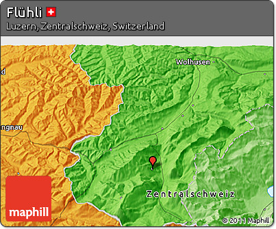 Political 3D Map of Flühli