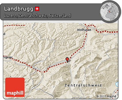 Shaded Relief 3D Map of Landbrugg