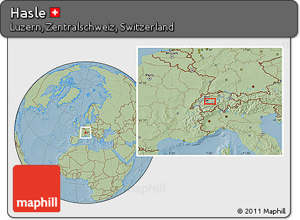 Savanna Style Location Map of Hasle, hill shading