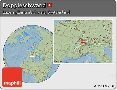 Savanna Style Location Map of Doppleschwand, hill shading