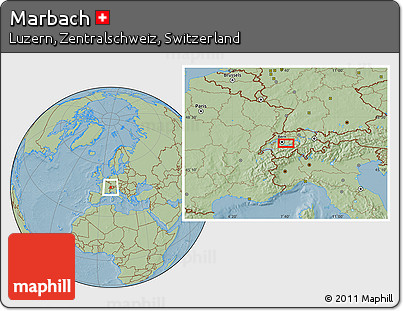 Savanna Style Location Map of Marbach, hill shading