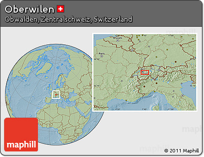 Savanna Style Location Map of Oberwilen, hill shading