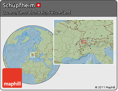 Savanna Style Location Map of Schüpfheim, hill shading