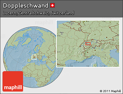 Savanna Style Location Map of Doppleschwand, hill shading