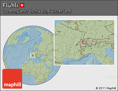 Savanna Style Location Map of Flühli, hill shading