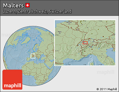 Savanna Style Location Map of Malters, hill shading