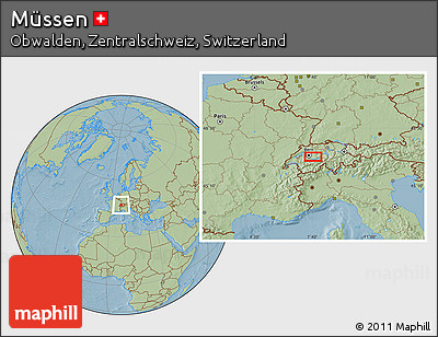 Savanna Style Location Map of Müssen, hill shading