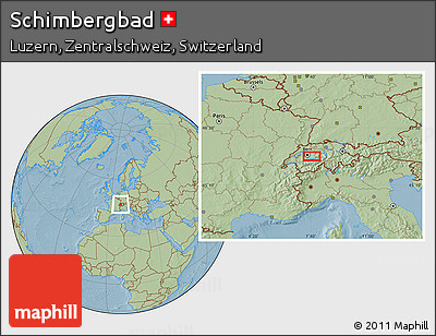 Savanna Style Location Map of Schimbergbad, hill shading