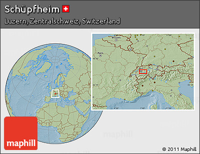 Savanna Style Location Map of Schüpfheim, hill shading