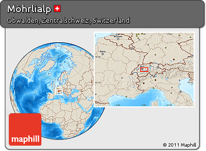 Shaded Relief Location Map of Möhrlialp
