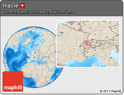 Shaded Relief Location Map of Hasle