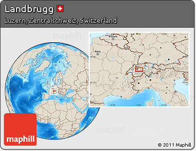 Shaded Relief Location Map of Landbrugg
