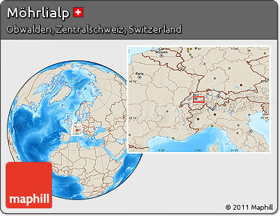 Shaded Relief Location Map of Möhrlialp