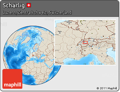 Shaded Relief Location Map of Schärlig