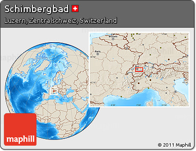 Shaded Relief Location Map of Schimbergbad