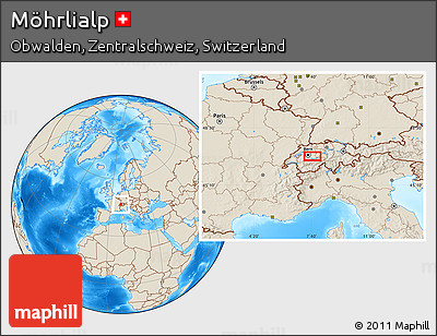 Shaded Relief Location Map of Möhrlialp
