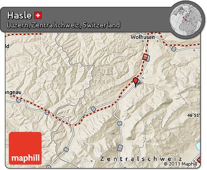 Shaded Relief Map of Hasle