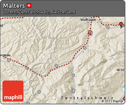 Shaded Relief Map of Malters