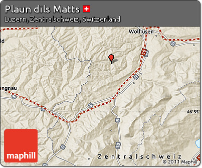 Shaded Relief Map of Plaun Dils Matts