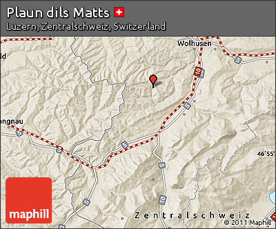 Shaded Relief Map of Plaun Dils Matts
