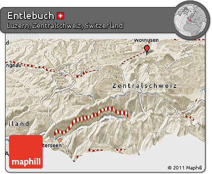 Shaded Relief Panoramic Map of Entlebuch