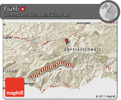 Shaded Relief Panoramic Map of Flühli