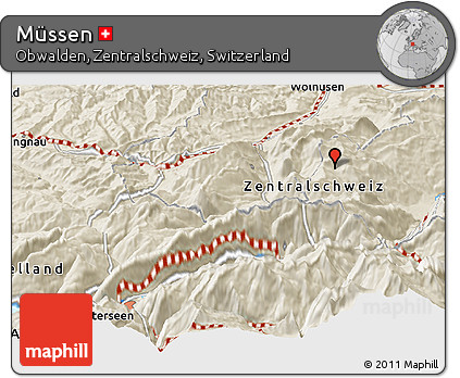 Shaded Relief Panoramic Map of Müssen