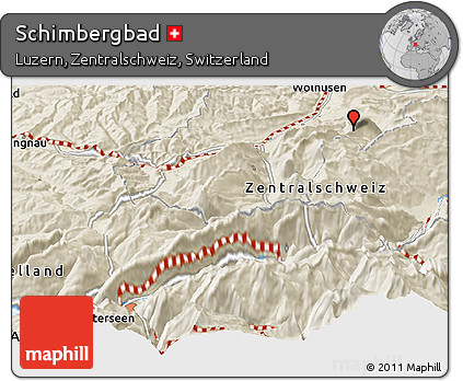 Shaded Relief Panoramic Map of Schimbergbad