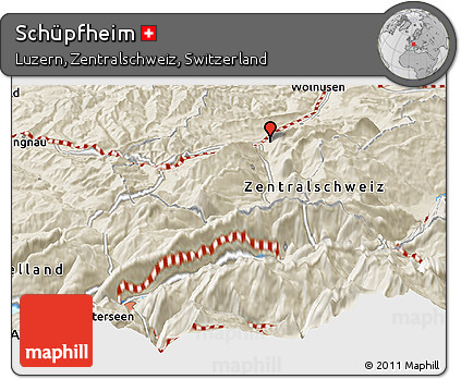 Shaded Relief Panoramic Map of Schüpfheim