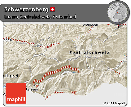Shaded Relief Panoramic Map of Schwarzenberg
