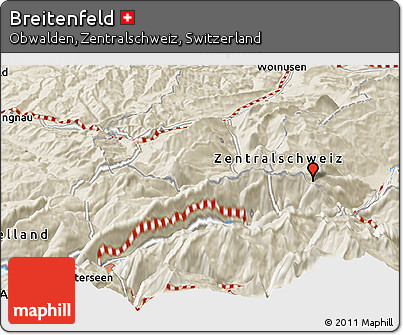Shaded Relief Panoramic Map of Breitenfeld
