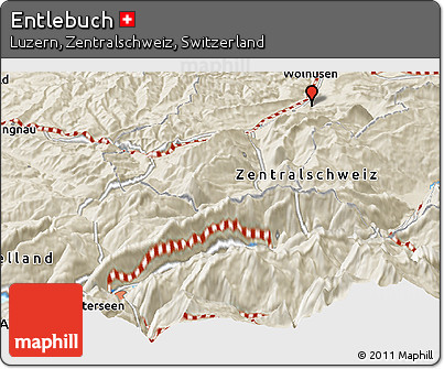 Shaded Relief Panoramic Map of Entlebuch